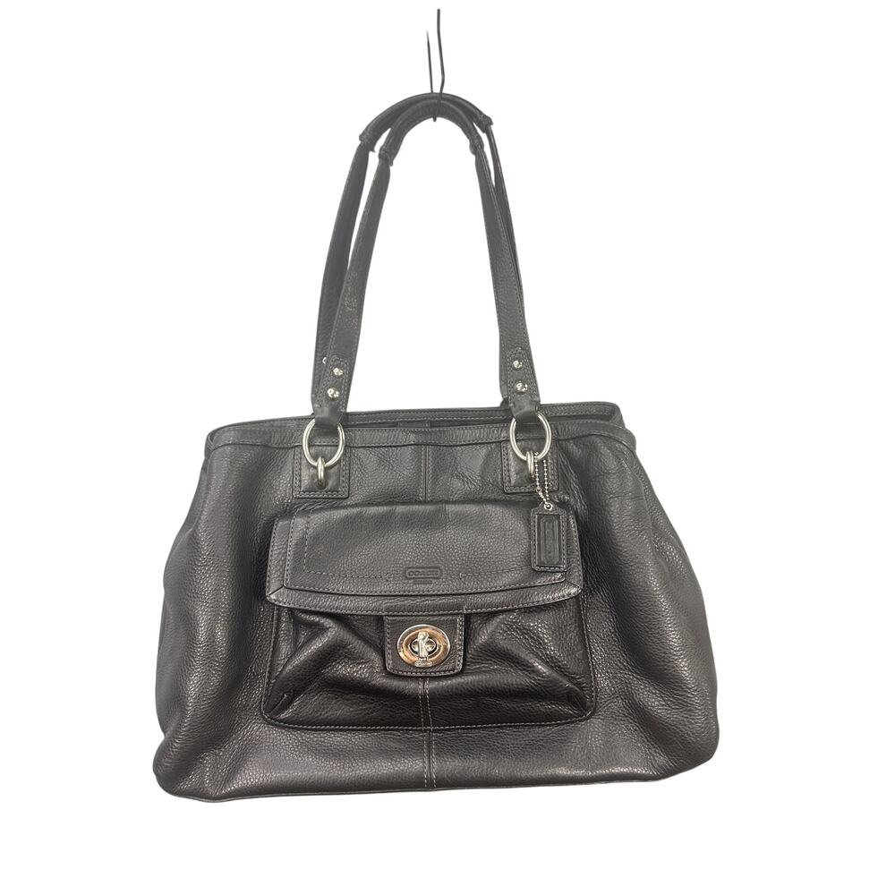 Coach Penelope Shoulder Bag Pebbled Leather Black Satchel Tote Carryall Class